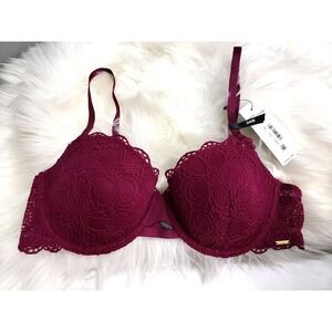 NEW‎ SIZE 36B - DKNY DK4500 Superior Lace Balconette Bra Purple Floral Boho
